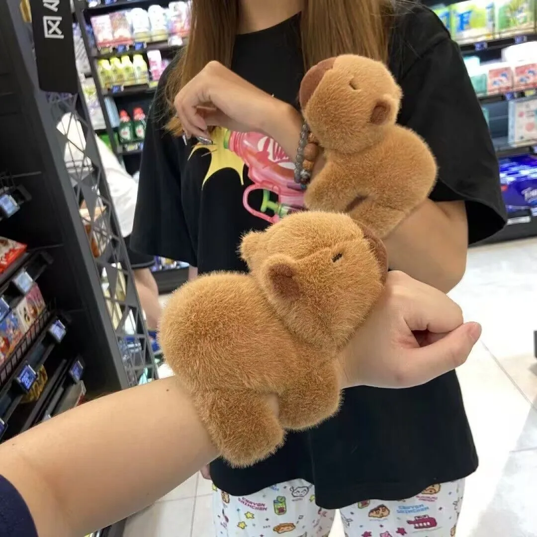 Stuffed Animal Capybara Huggers Slap Bracelets Wristband Interactive Plush Toy Slap Band for Birthday Party