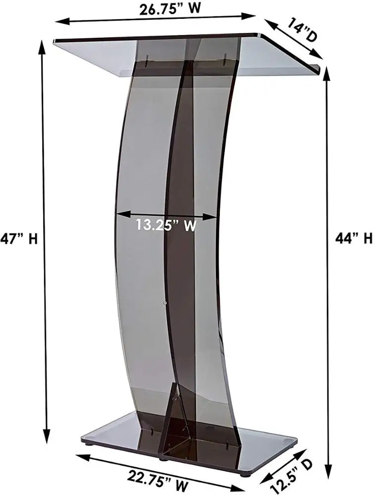 Lectern for Lectures Recitals Speech Clear Black Curved Stand