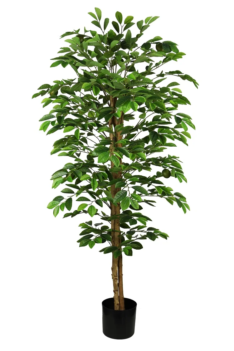 Dongguan large artificial plants tall lemon tree leaves fabrics