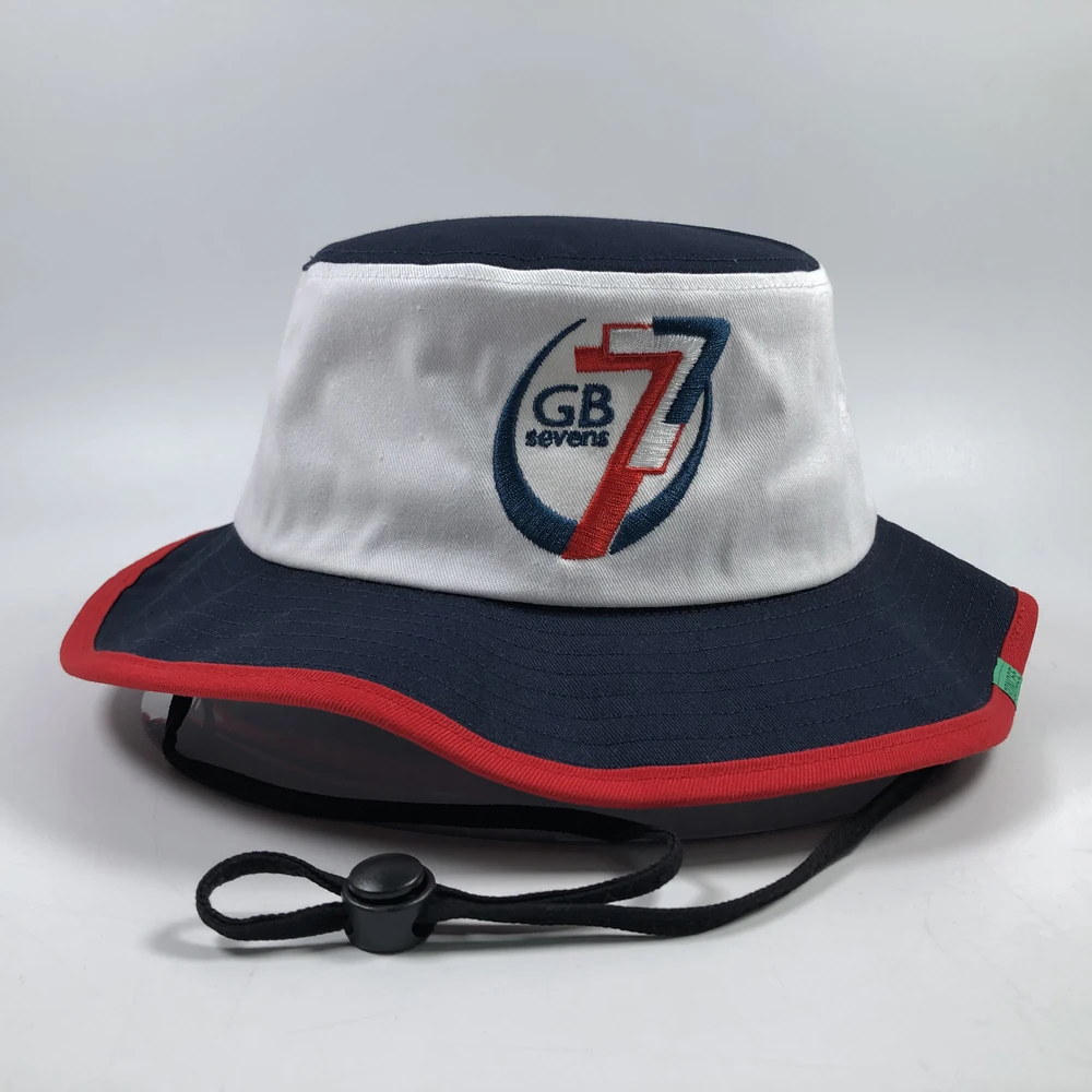 England style 2 tone string boonie bob for men Custom embroidered bucket hat with labels Adults outdoor sports fishing cap rope