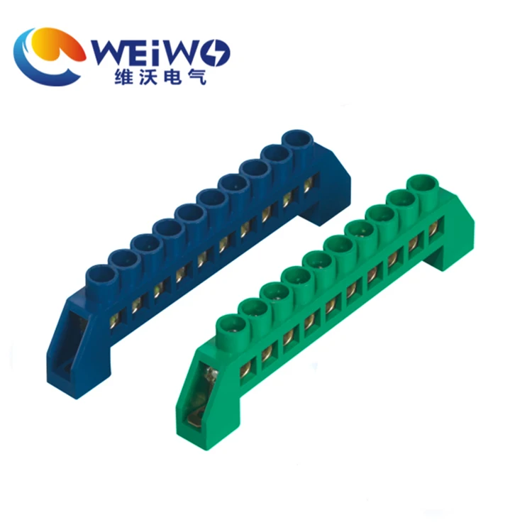 DIN Rail Connector 4ways brass bar earth terminal block with cover contacts