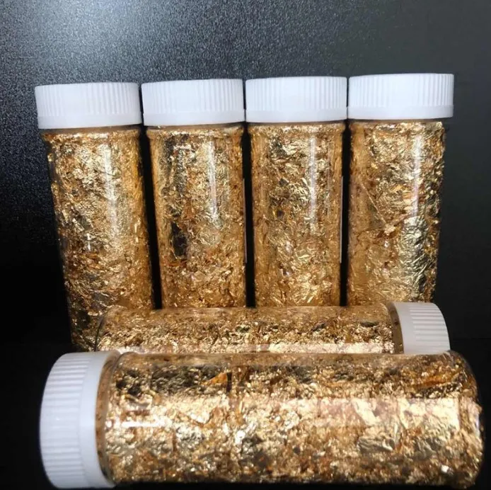 New Gold Leaf Sheets 2g/bottle 24k Gold Silver Leaf For Food Chocolates Cake Decoration