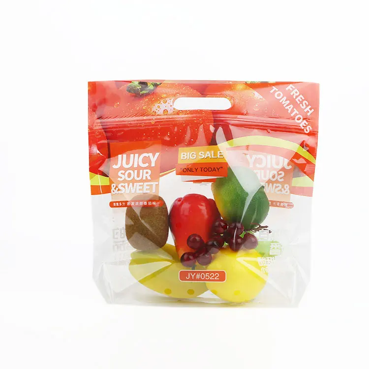 Fresh Fruits Vegetables Packaging Pouch For Vegetable Transparent Fruit Packaging Bag