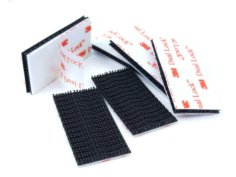 mushroom shaped stems black fastener dual lock 3m sj3550, backed with white acrylic adhesive