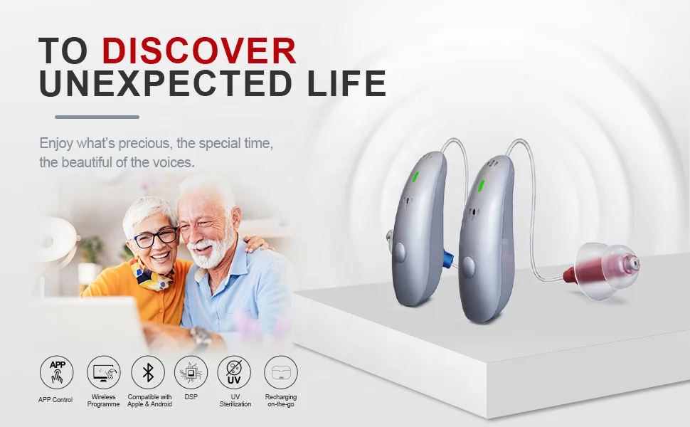 Jinghao Hear Aid Wholesale Bluetooth Wireless Hearing Aids With Waterproof Hearing Aid Case