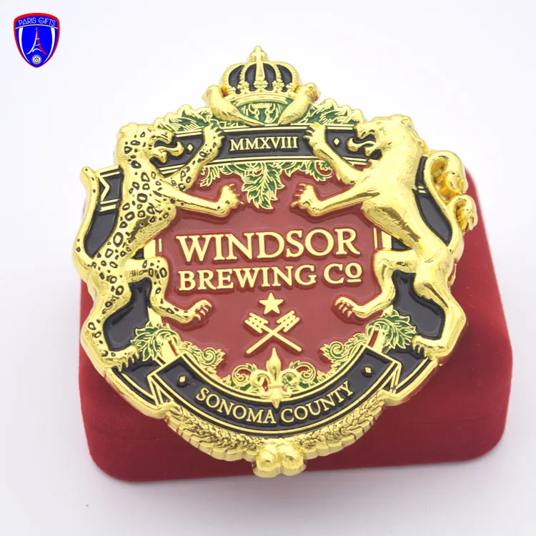High Quality 3D Gold Plated Metal Nameplate WINDSOR BREWING Personalized Name Plates for SONOMA COUNTY