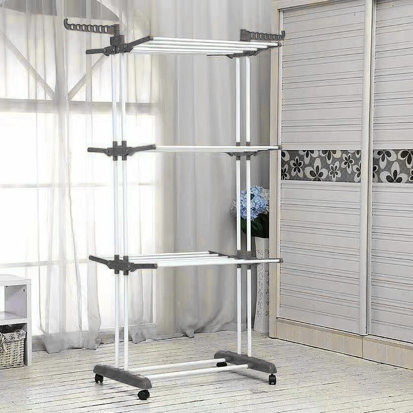 Winged Foldable 3 Layers Clotheslines Stand Drying Rack Laundry 3.8kg Towel