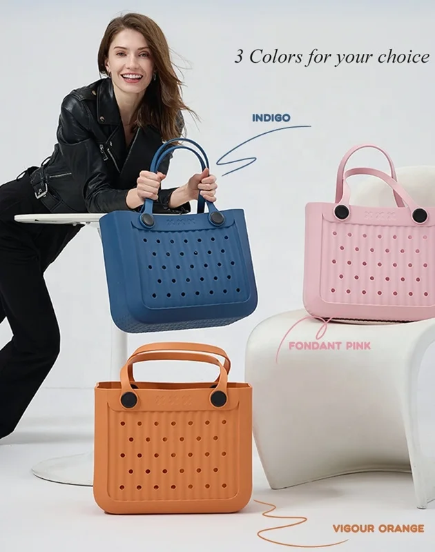 2024 New Design Popular Tote Bag Silicone Large Waterproof Washable Tip Proof Durable Bag for the Beach Boat Pool Sports