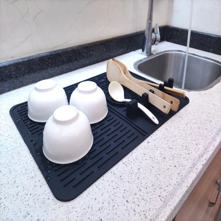 GOURMAID Hot Sales Silicone Draining Mat Silicone Placemat Dish Drying Mat
