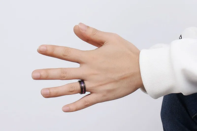 
8 MM Tungsten Steel Ring Frosted Colored Groove Ring Black Men Ring 