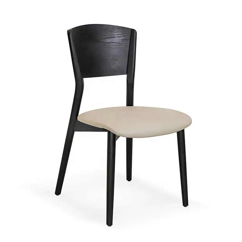 Nordic dining chair Home furniture Restaurant Dinning room chair modern upholstered leather wood black dining chairs