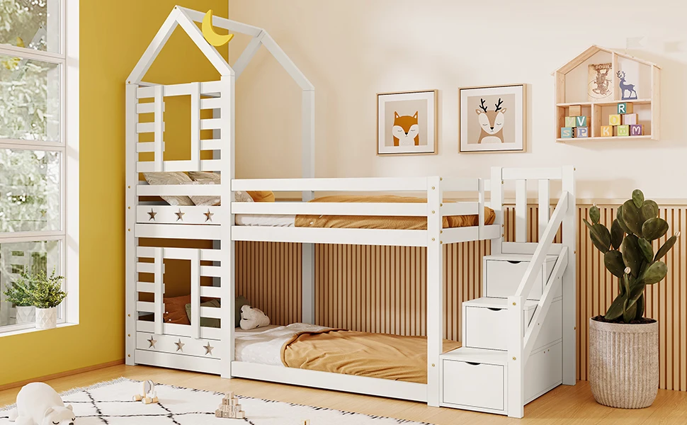 Japan kids twin bunk beds with ladder and safety rail bunk beds with stairs twin over full kids bunk beds with drawers