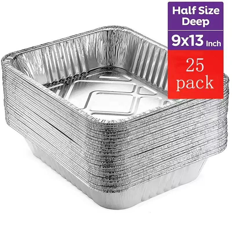Oil-Proof Aluminum Foil Tray Square Disposable BBQ Aluminum Foil Food Container Pan for Food Bakeware