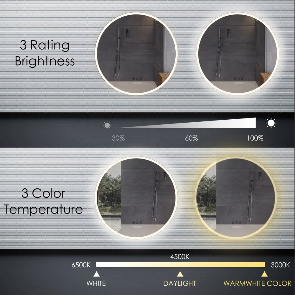 Hotel Decoration Big Led Smart Touch Switch Illuminated Makeup Mirror