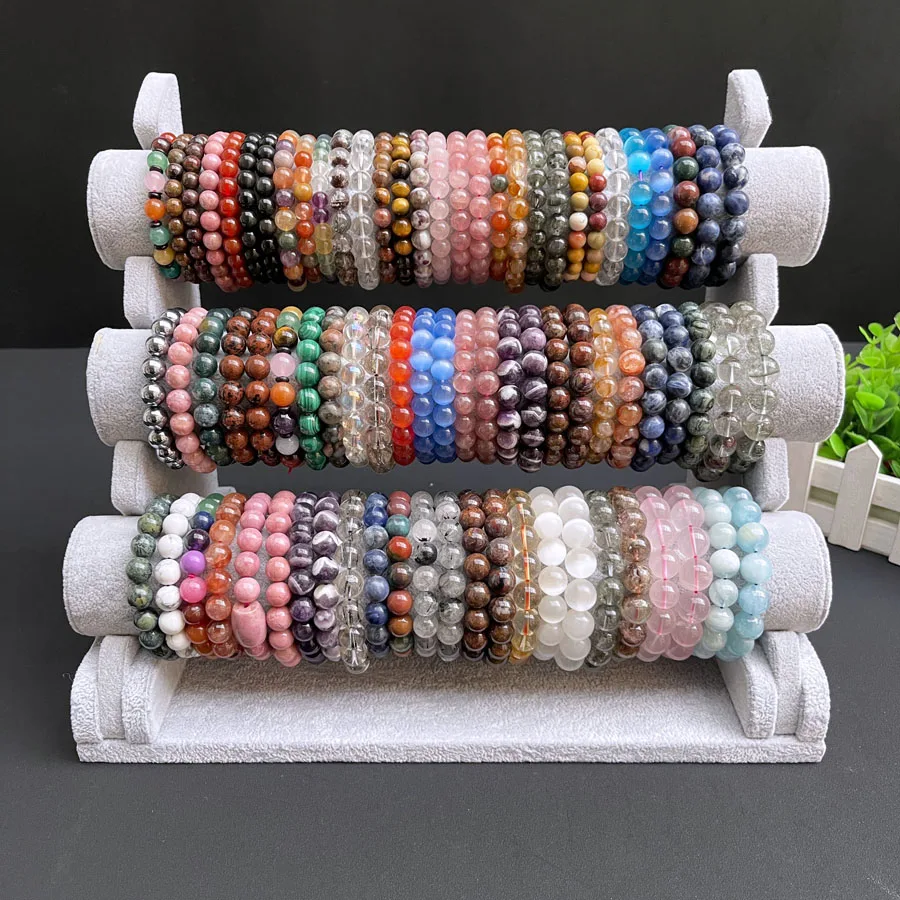 Заводская распродажа круглые бусины из натурального камня эластичный браслет для мужчин женщин селенит разноцветные браслеты драгоценных камней и бусин