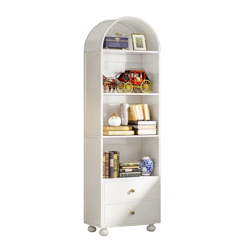Home Furniture Book Storage Shelf Display Storage Arched Top Cabinet Vintage Bookcase