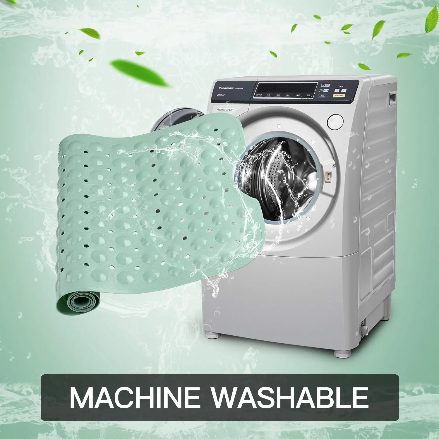 BPA free Original Bathtub Mat Non Slip Bath Mats for Tub Shower Mat with Drain Holes Suction Cups Machine Washable