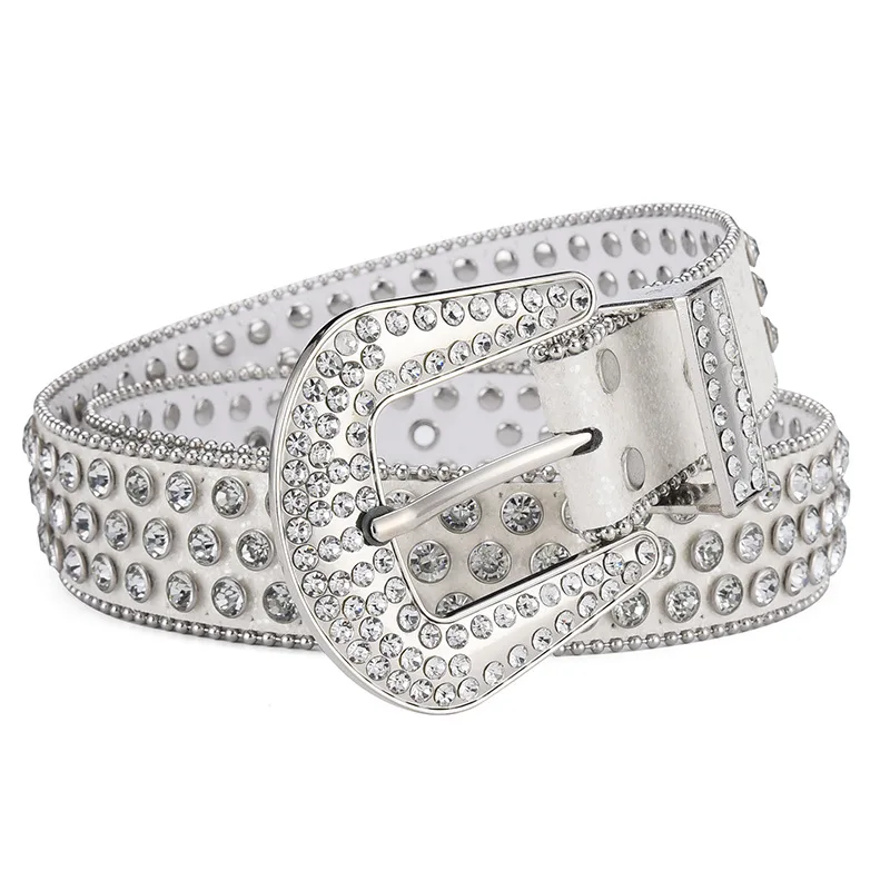 Western Cowboy  Rhinestone Crystal Belt Studded Shiny Bling Bling Diamond Punk Belt For Fashion Ladies