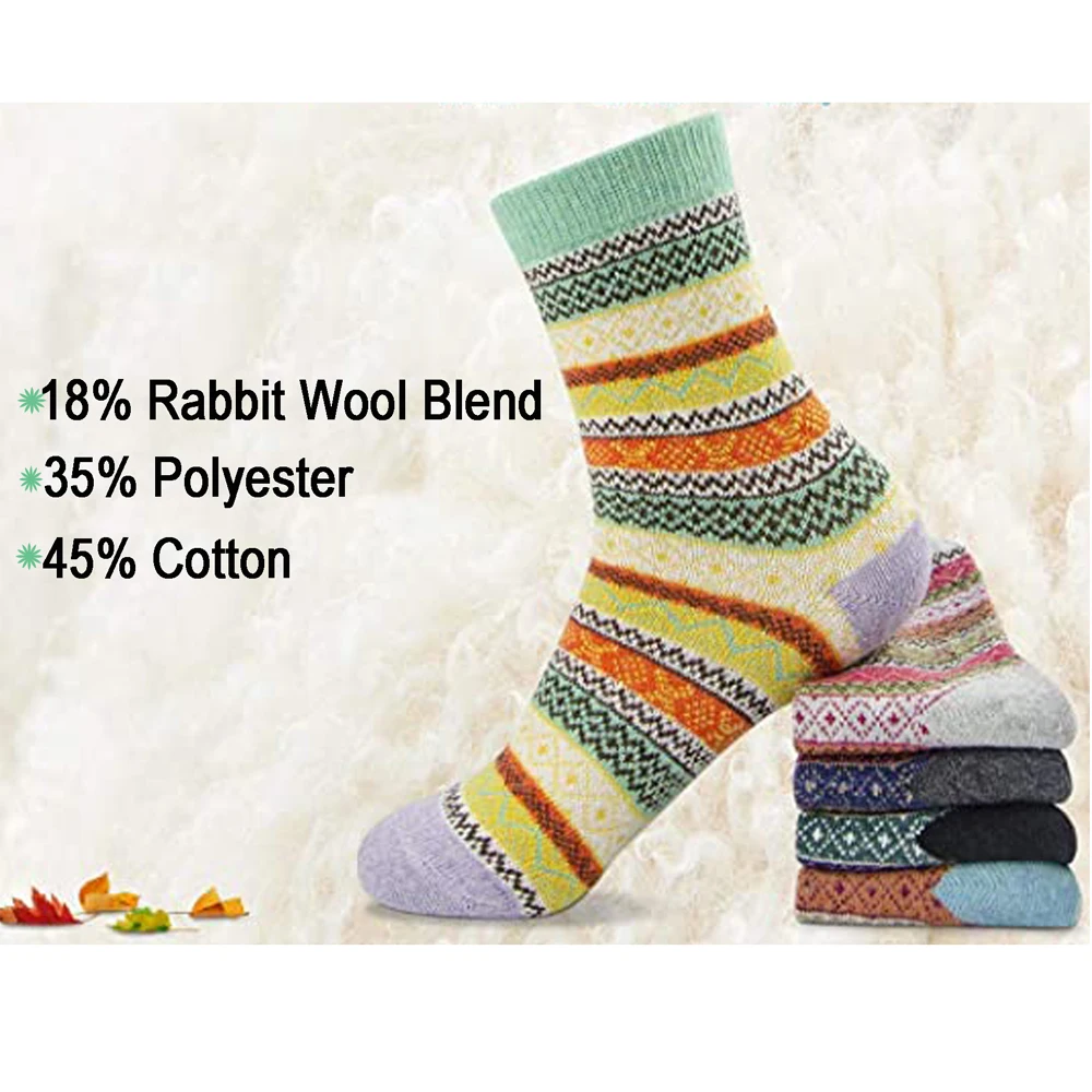 Womens Socks Winter Wool Socks Cozy Knit Warm Thick Socks for Mountain Climbing Skiing and Christmas Gifts