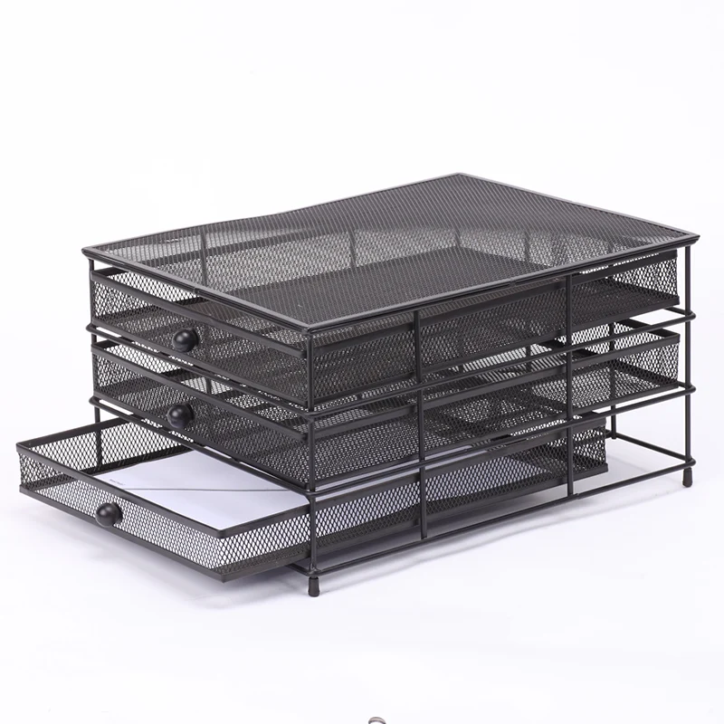 Office metal mesh desk  paper tray with3 layers