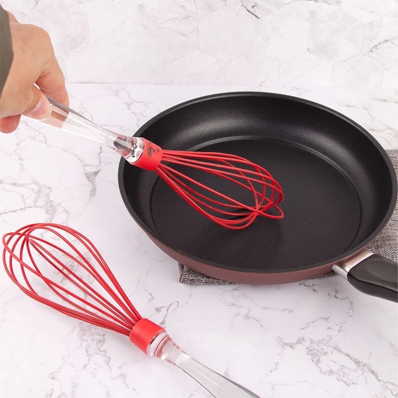 12 inches silicone whisk Food grade manual egg beater PS handle Manual cream butter batter mixer