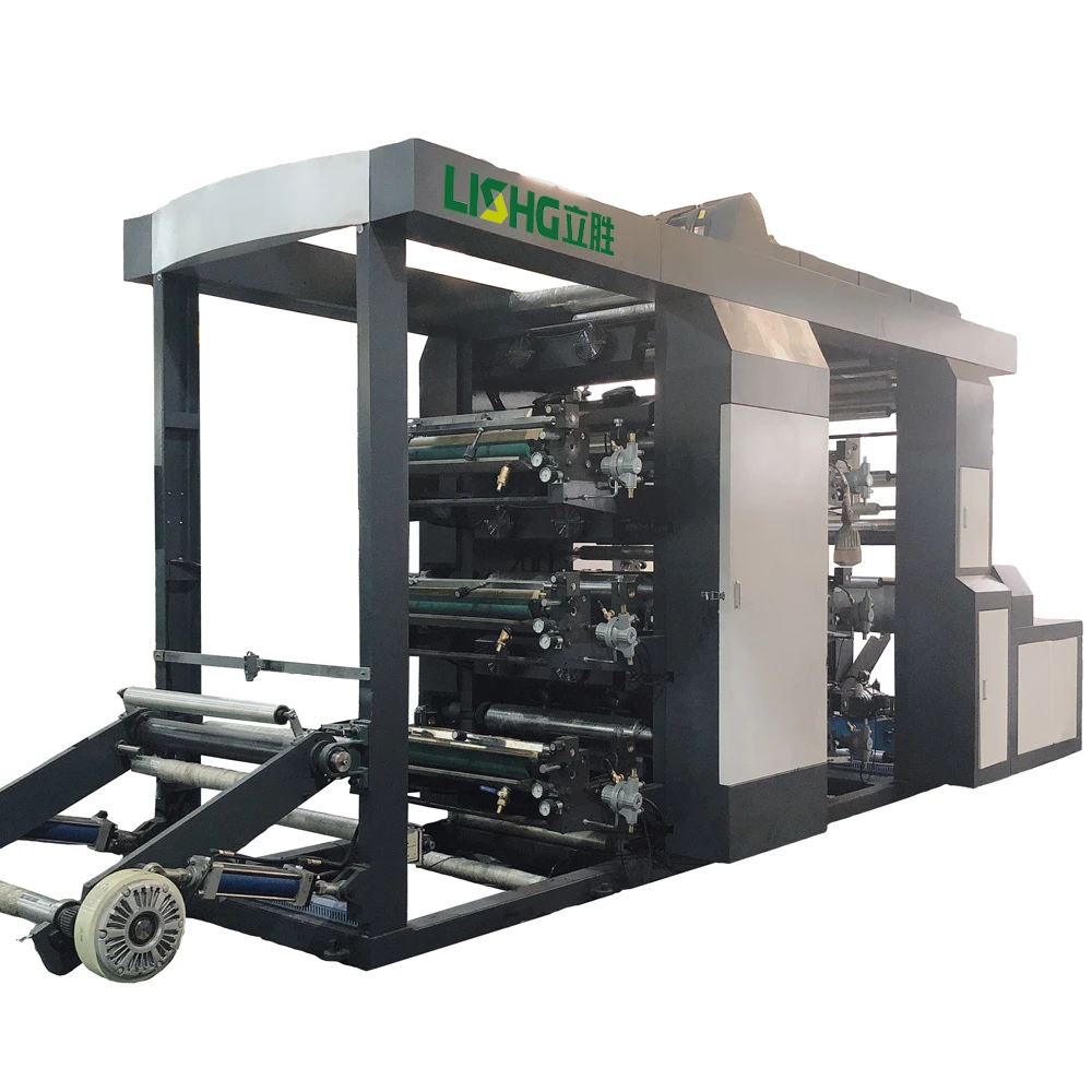 6 colors stack paper plastic film PE Bopp opp polythene roll to roll food packaging bag nylon bag flexographic printing machine