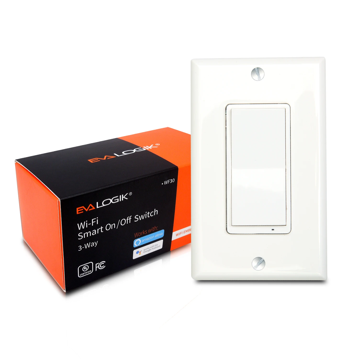 EVA LOGIK Remote Control 3 way On/Off Smart WiFi Light Wall Switch Work with Amazon Alexa and Google Home Wireless