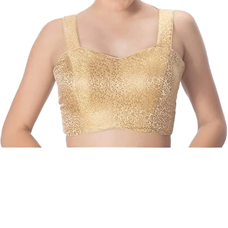 Sexy Spaghetti Strap Hollow Out Women Western Latest Bridal Saree Blouse Designs