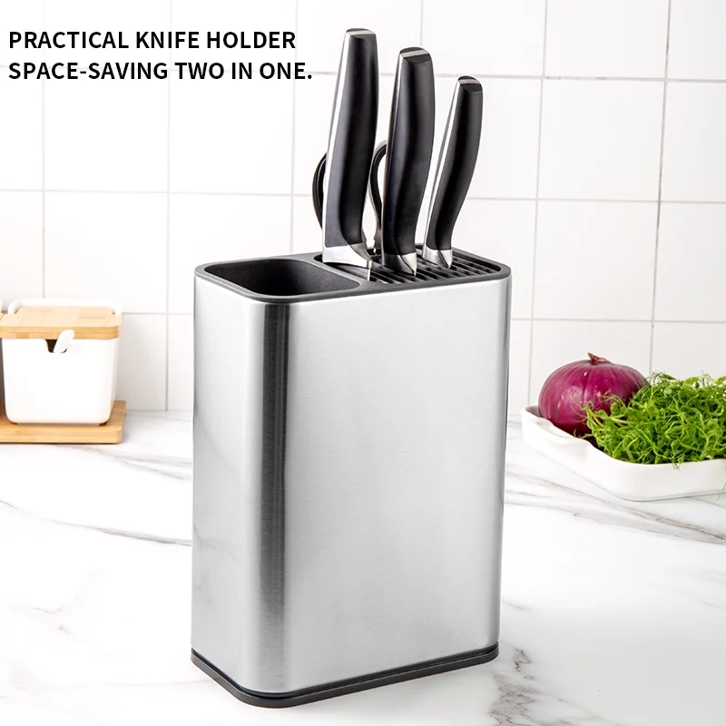 Knife Storage Kitchen Knife Stand Holder Stainless Steel Knife Holder with Anti-slip Pad
