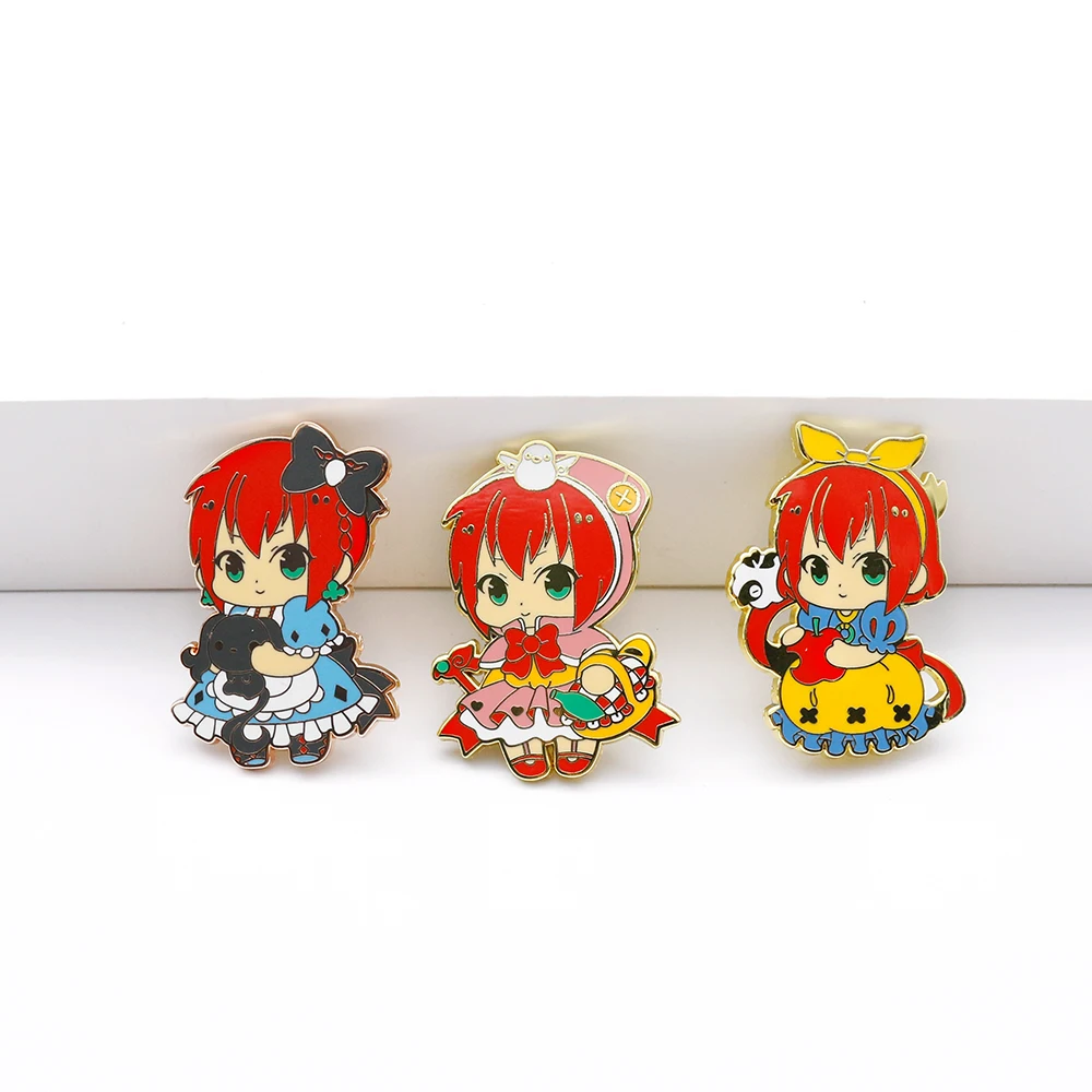 moon sun fire mini copper prefect plant anime reflective badge round clothing emblem funny custom logo metal pin badge