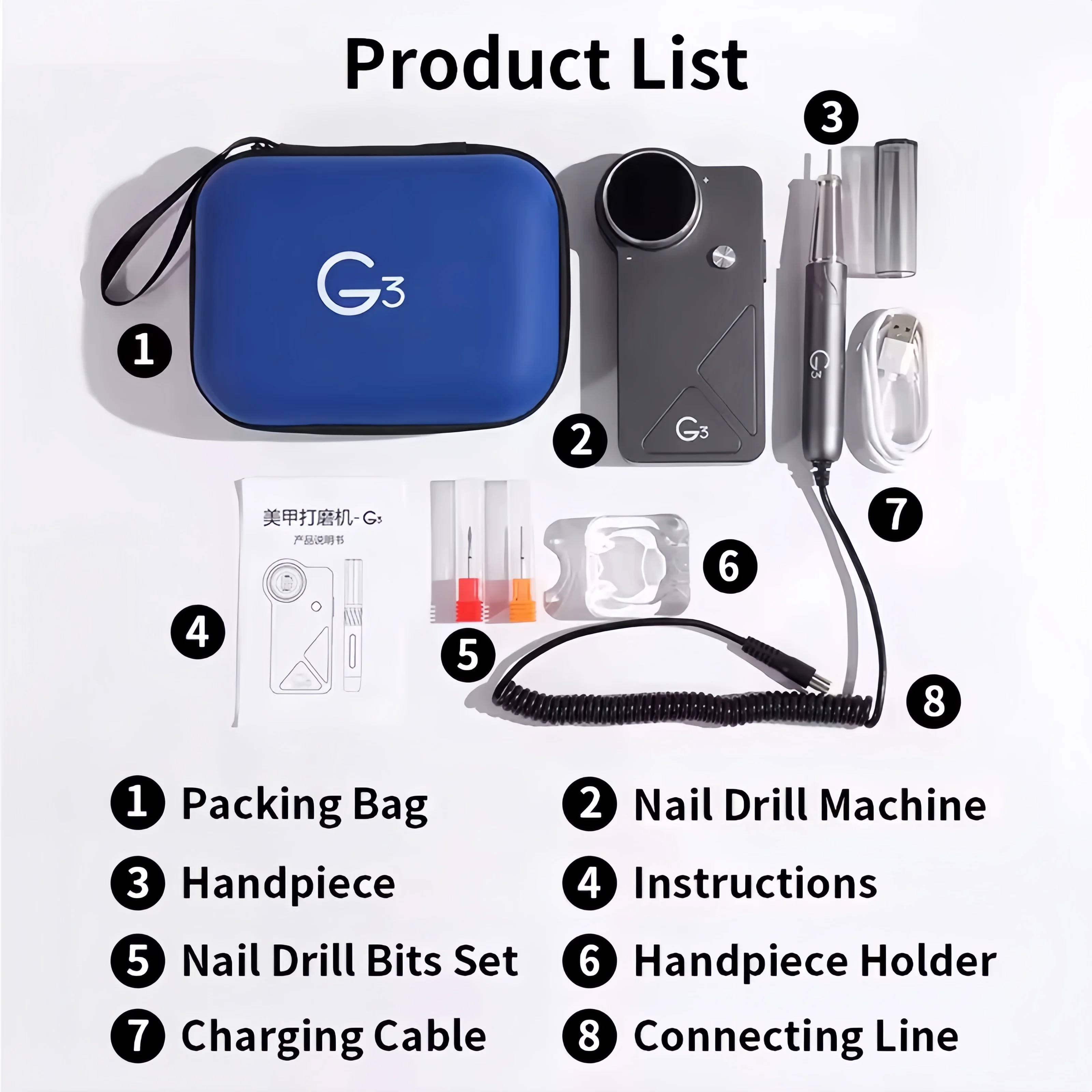 MD oxxi UV G3 40000 rpm Brushless Motor Rechargeable Nail Drill Machine Cordless 15 Hours Battery Life Electric Nail File