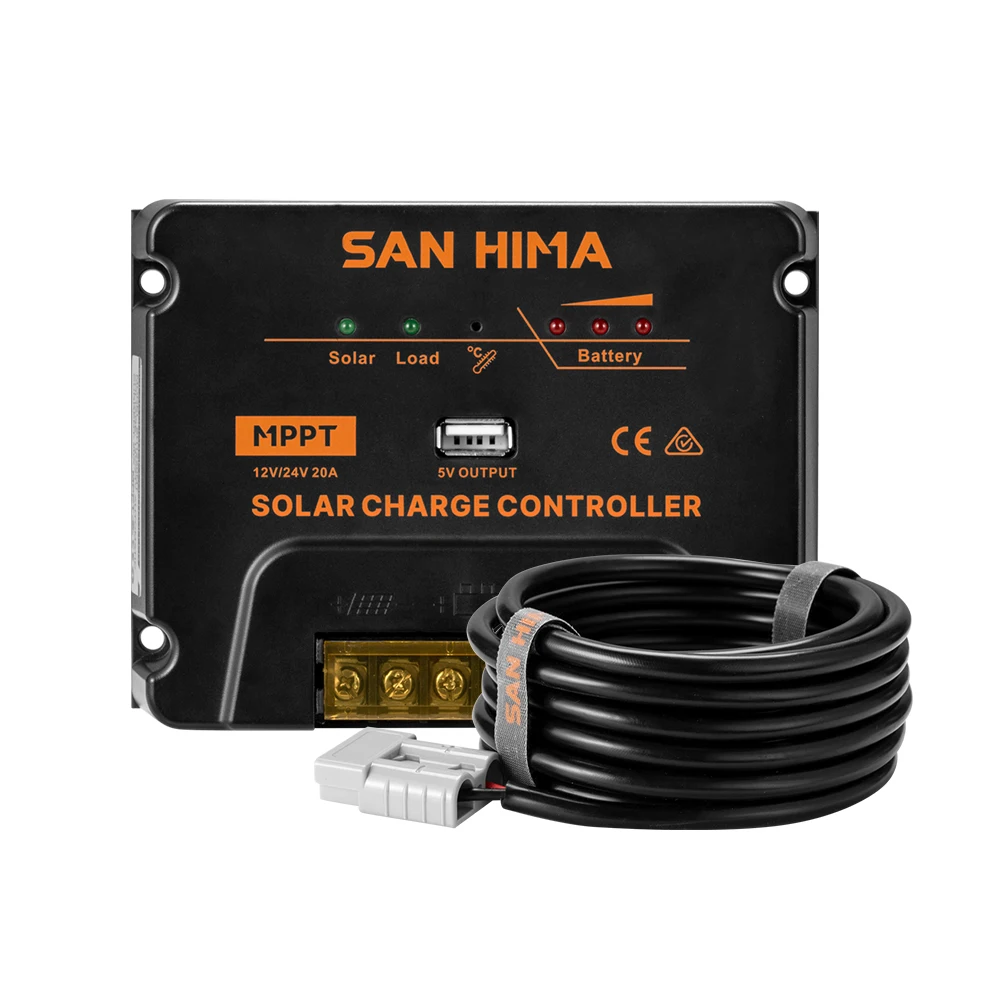 SAN HIMA 12V 24V 20A MPPT Smart Solar Charge Controller High-Efficiency 20A MPPT Wiring Kit