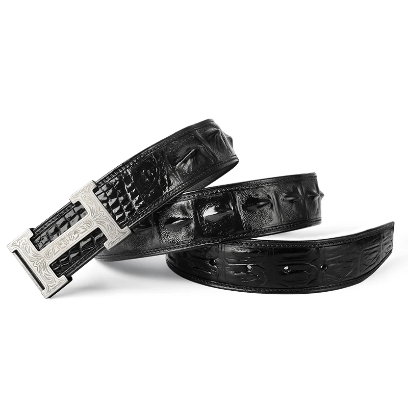 Luxury Famous Brand Crocodile Top Grain Genuine Leather Belts For Men
