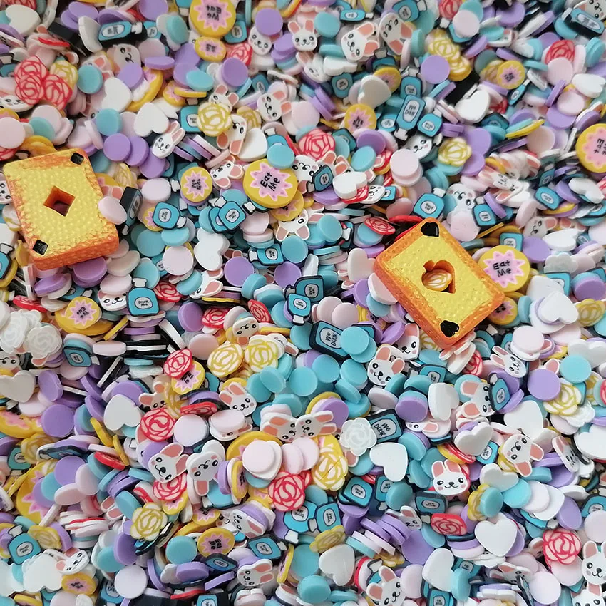 1kg DIY Craft Slime Sprinkles Playing Cards Poker Bread Drink Bottle Rose Flower Mix Polymer Clay Sprinkles Slices