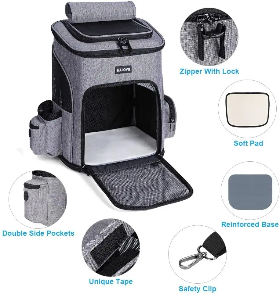 Pet Carrier Backpack Expandable for Cats Dogs Under 18 LB, Breathable Mesh Cat Backpack Carrier Bag, Dog Backpack Carrier