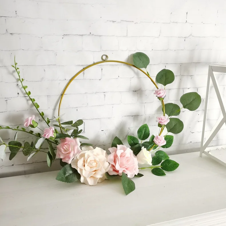Свадебное украшение на День святого Валентина, металлический обруч, венок, искусственный цветок из пенопласта 48 см для украшения стен, свадебный фон