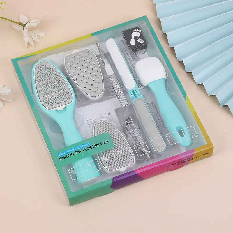 Manicure Pedicure Beauty Tool Kit 6 in 1 Multifunctional Nail Clipper Trimming File Cleaning Brush Set for Home Care