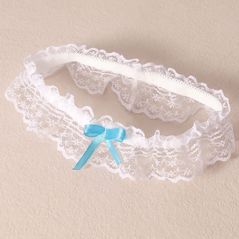 Wedding Bridal Garter Ribbon Bow Lace Ruffled Edge Elastic Brides Bridesmaid Leg Garter