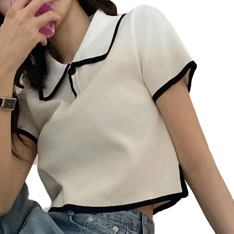 
2021 Girl Fashion Wholesale Women Summer Sweet Cute Crop Top Short Polo T-shirt 