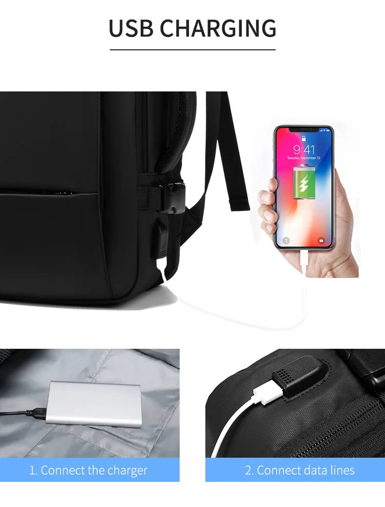 Fast Shipping Large Capacity Zipper Backpack with USB Student Sports Rucksack Waterproof Travel School Laptop Backpack Bag