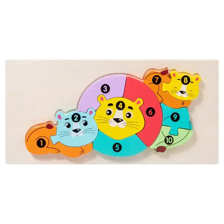 Best Selling Parent-Child Interactive Wooden Toys Baby Early Education Puzzle 3D Cartoon Blocks Children Animals Puzzle