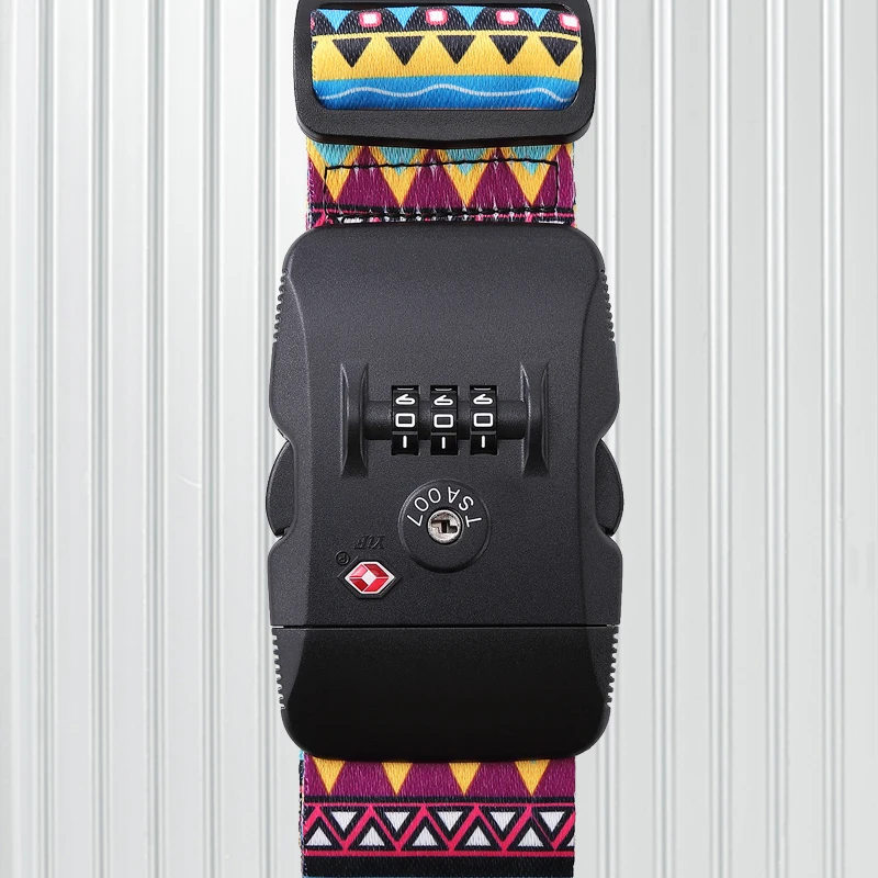 Custom sublimation printed adjustable polyester travel suitcase tsa luggage strap