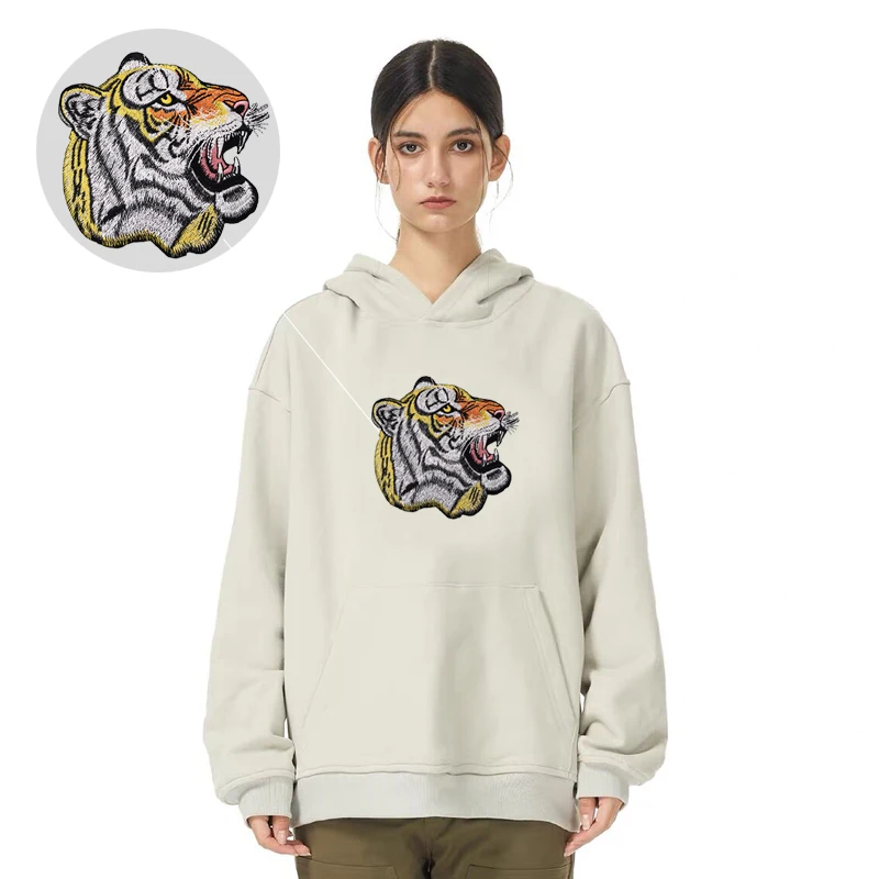 Stock wholesale patch custom tiger animal logo iron on jacket hoodie embroidery patches
