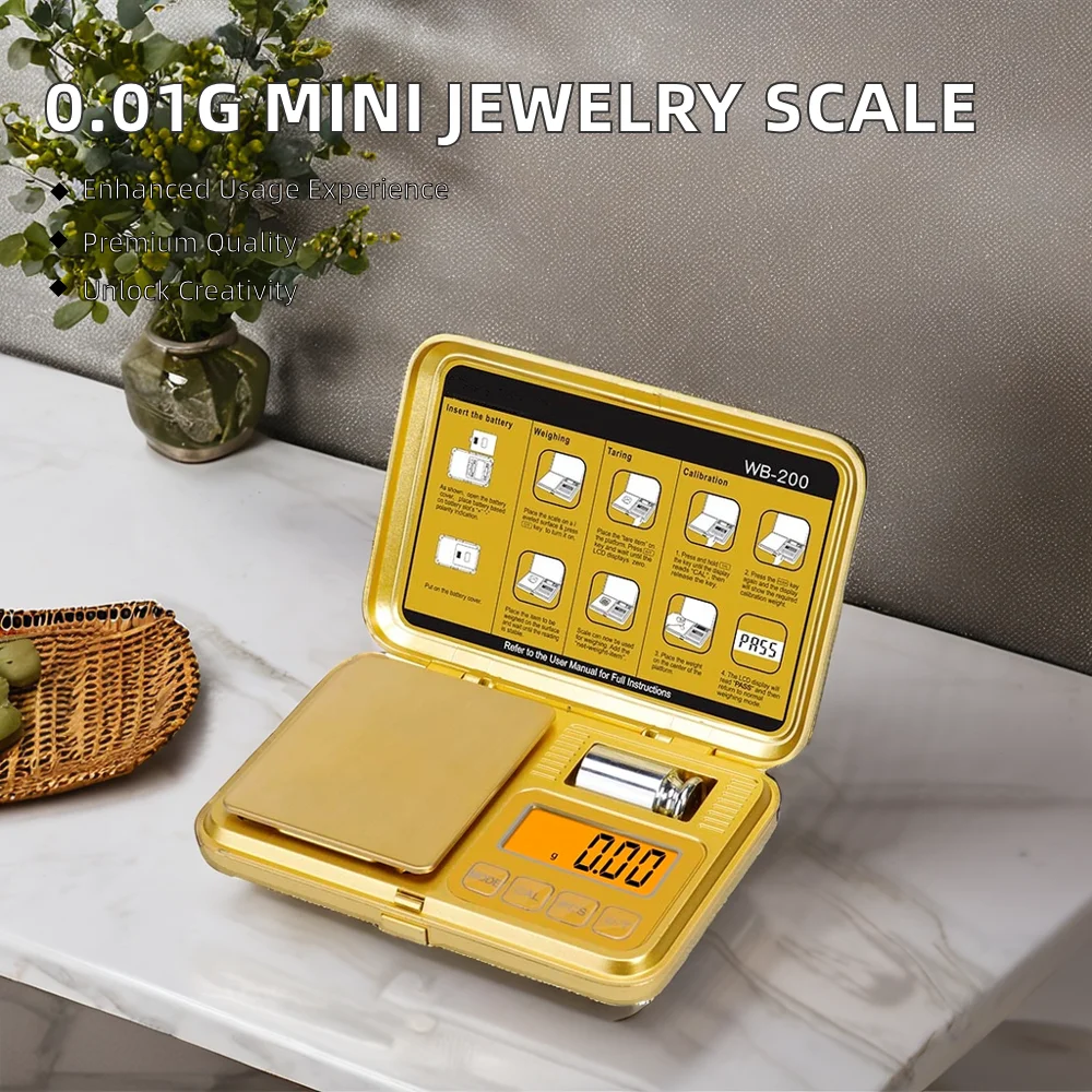 Mini Portable 200/0.01g Digital Pocket Scales LCD Electronic  Smart Jewelry Weight Measuring Tool for Gold and Diamond Jewelry
