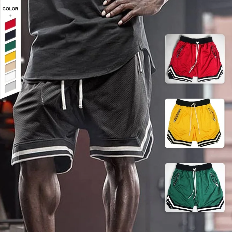 OEM Custom GYM Fitness Sports Shorts Mens Quick Dry Mesh Breathable Solid Hip Hop Casual Basketball Pants