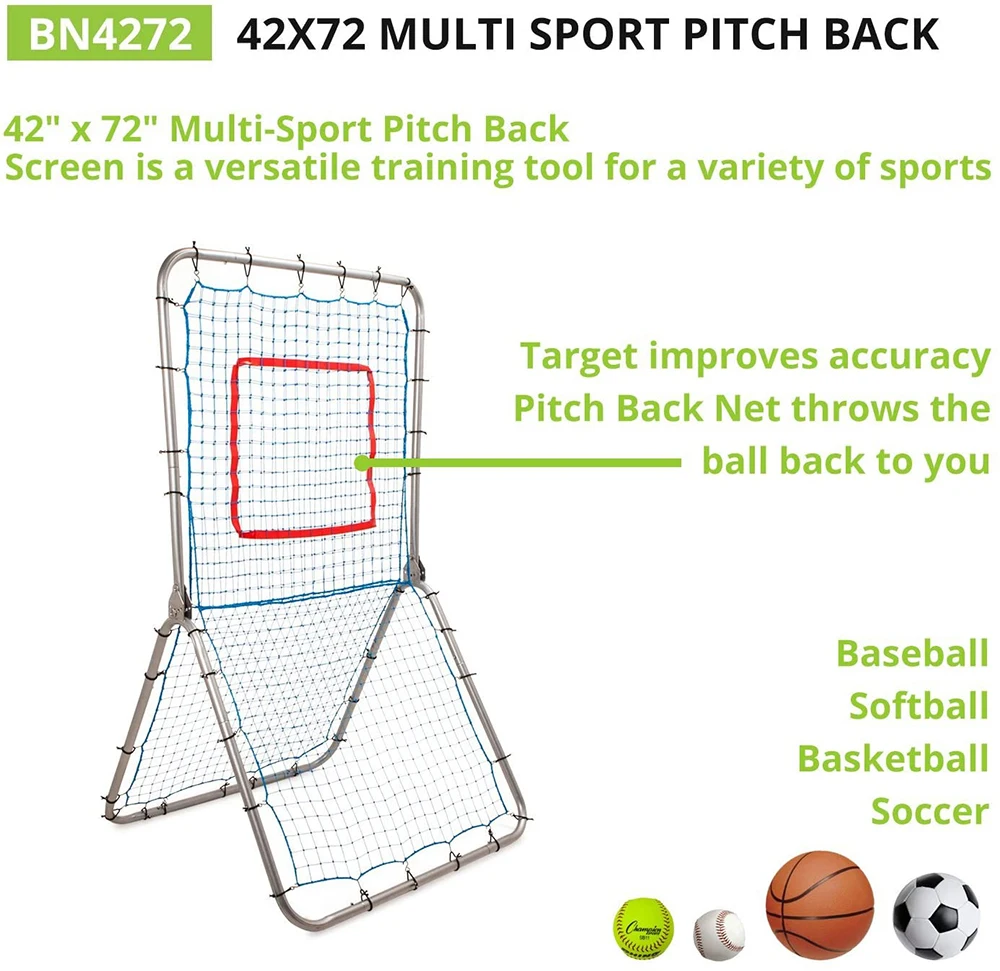 Rebound Pitchback Net, Adjustable Training Practice Rebounder Bounceback Screen