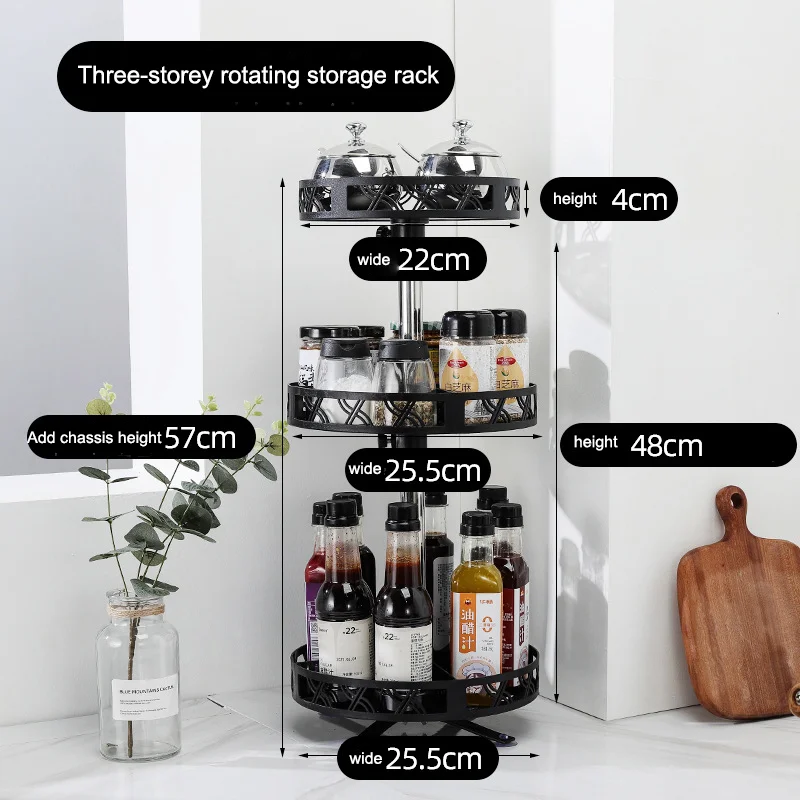 Stainless steel Creative Multi-function space saving kitchen storage spice rack turntable lazy susan cabinet organizer