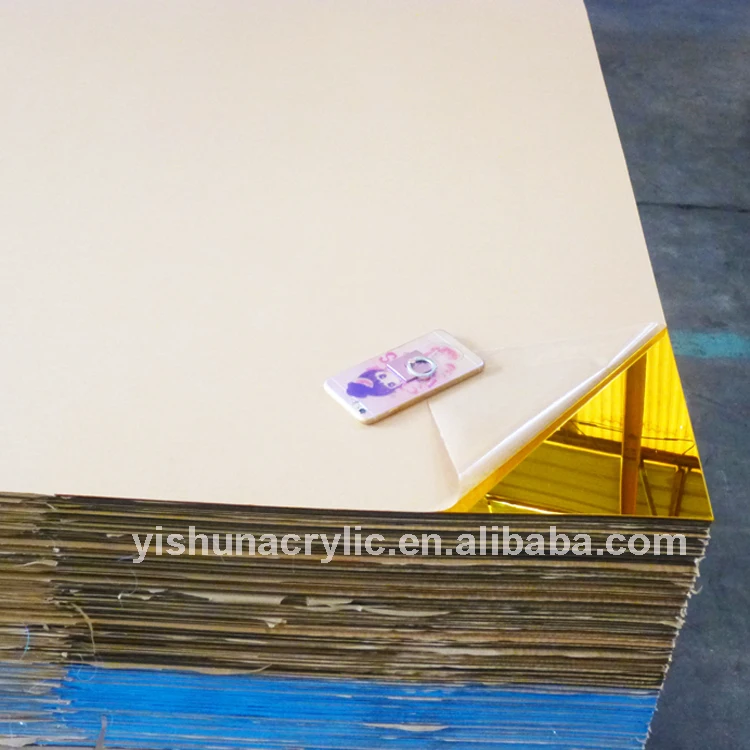 Laser cutting and engraving gold color pmma mirror acrylic sheet for advertising signage