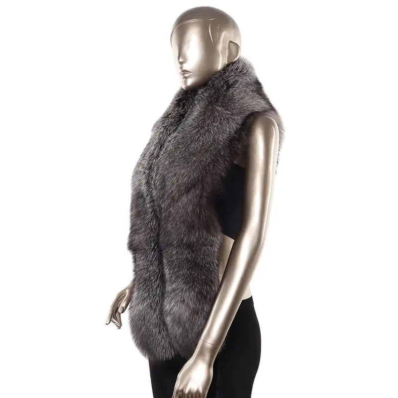 wholesale fur shawl scarves with winter women good quality fluffy fashion sliver fox fur scarf cape for girls
