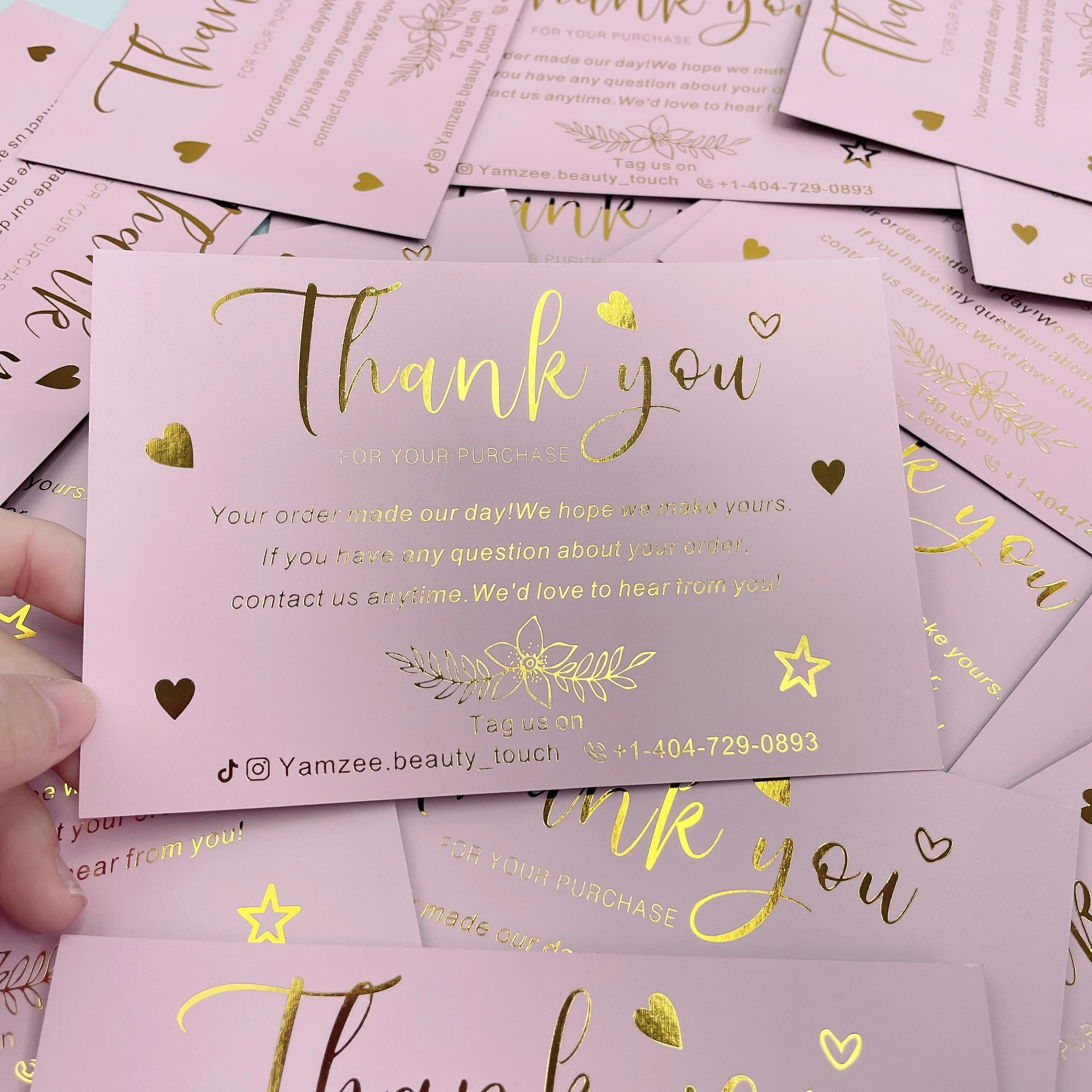 4x6inch Low MOQ custom gold foil logo print graphics business card luxury wedding invitation thank you cards for small business